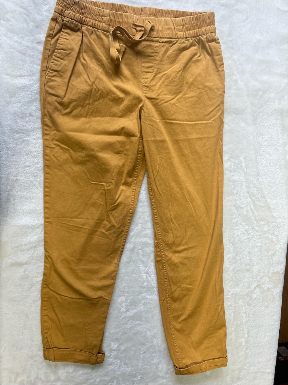 Women's Drawstring Chino Jogger Pants in Mustard
